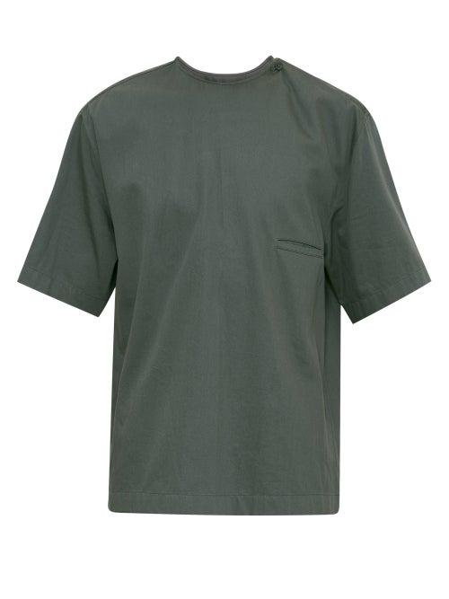 Lemaire - Buttoned Cotton-jersey T-shirt - Mens - Dark Green