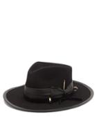 Matchesfashion.com Nick Fouquet - Louise Leather-trimmed Felt Fedora Hat - Mens - Black