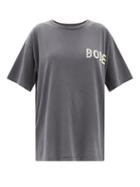 Bode - Pearly Button-logo Cotton-jersey T-shirt - Womens - Dark Grey