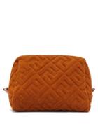 Matchesfashion.com Fendi - Sunshine Ff-embossed Cotton-towelling Pouch - Womens - Brown