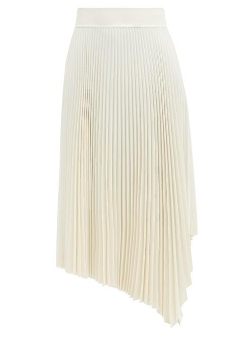 Matchesfashion.com Joseph - Swinton Asymmetric Pleated-jersey Midi Skirt - Womens - Ivory