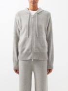 Moncler - Zipped Cashmere-blend Hooded Sweatshirt - Womens - Grey
