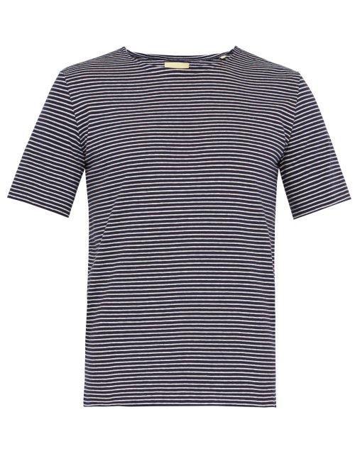 Matchesfashion.com De Bonne Facture - Striped Cotton Jersey T Shirt - Mens - Navy Multi