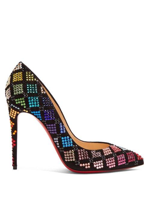 Matchesfashion.com Christian Louboutin - Arletta 105 Crystal Embellished Velvet Pumps - Womens - Black Multi