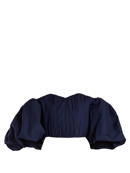 Matchesfashion.com Ellery - Bachelorette Off The Shoulder Cotton Top - Womens - Navy