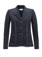 Matchesfashion.com Alexander Mcqueen - Contrast-stitch Single-breasted Cotton Jacket - Womens - Navy