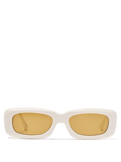 The Attico - X Linda Farrow Mini Marfa Rectangular Sunglasses - Womens - White