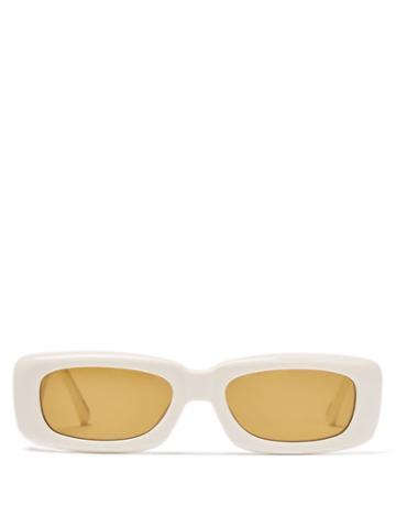 The Attico - X Linda Farrow Mini Marfa Rectangular Sunglasses - Womens - White