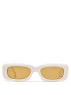 The Attico - X Linda Farrow Mini Marfa Rectangular Sunglasses - Womens - White