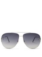 Matchesfashion.com Cartier Eyewear - Core Aviator Metal Sunglasses - Womens - Silver