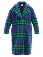 Matchesfashion.com Stand Studio - Camilla Check Recycled-fibre Faux-shearling Coat - Womens - Green Navy