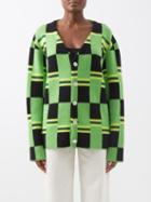 The Elder Statesman - Chequered Cashmere Cardigan - Womens - Green Black