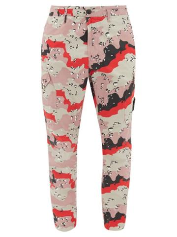 Matchesfashion.com Stone Island - Desert Camo-print Cotton-tela Trousers - Mens - Pink