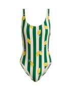 Matchesfashion.com Solid & Striped - The Anne Marie Lemon Print Swimsuit - Womens - Green Print