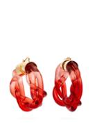 Matchesfashion.com Marni - Braided Perspex Hoop Earrings - Womens - Red