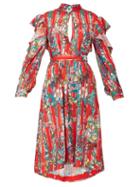 Matchesfashion.com Golden Goose - Chieko Floral Print Ruffled Dress - Womens - Red Multi