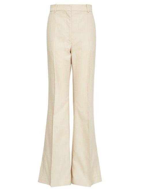 Matchesfashion.com Joseph - Tena Shantung-linen Flared Trousers - Womens - Beige
