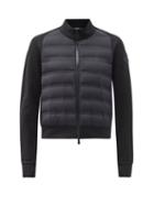Matchesfashion.com Moncler - Zipped Quilted-panel Jersey Jacket - Womens - Black