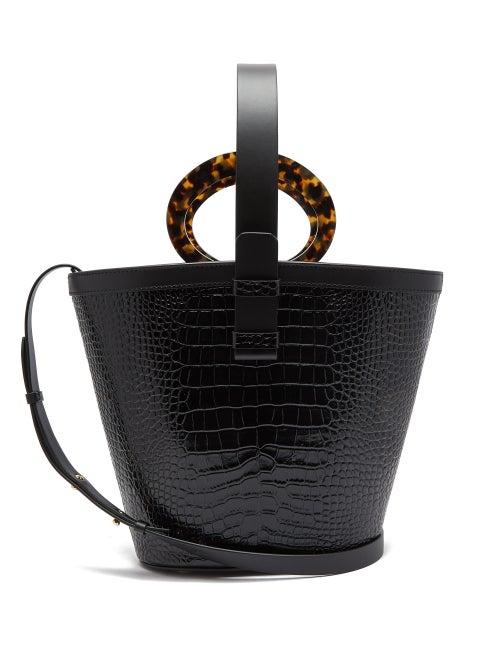 Matchesfashion.com Nico Giani - Nelia Large Croc Effect Leather Bucket Bag - Womens - Black