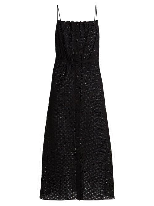 Matchesfashion.com Raey - Button Through Broderie Anglaise Dress - Womens - Black