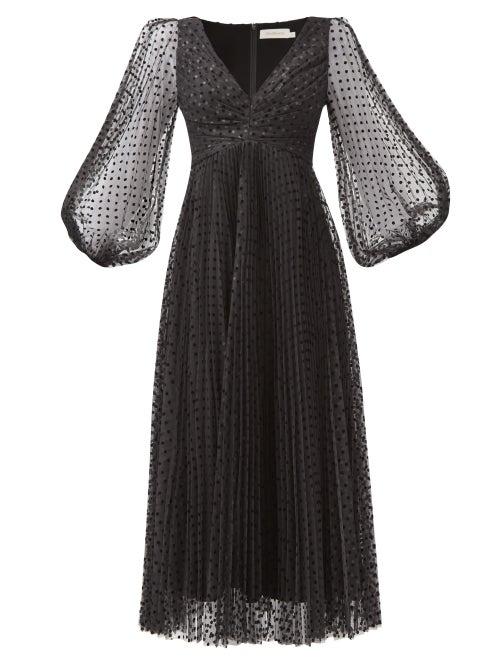 Matchesfashion.com Zimmermann - Lucky Polka-dot Midi Dress - Womens - Black