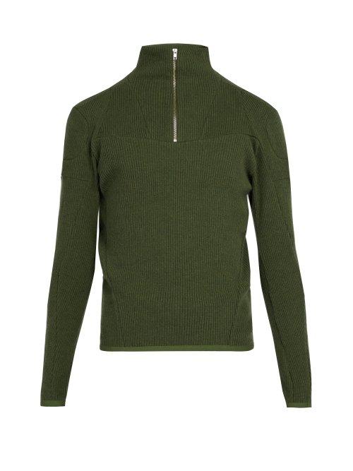 Matchesfashion.com Gmbh - Moses Wool Blend Half Zip Sweater - Mens - Green