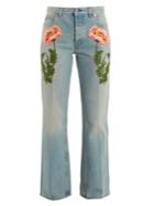 Gucci Flower-embroidered Straight-leg Jeans