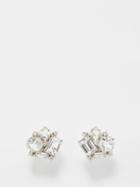 Suzanne Kalan - Diamond, White Topaz & 14kt White Gold Earrings - Womens - White Gold
