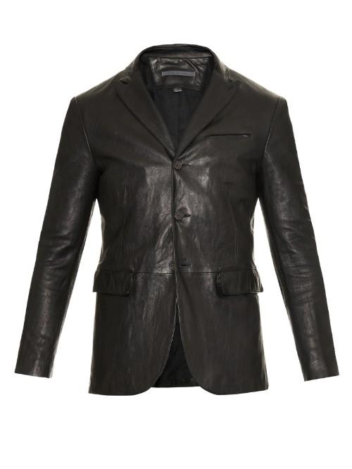 John Varvatos Peak-lapel Leather Blazer