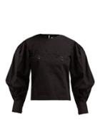 Matchesfashion.com Isabel Marant Toile - Wona Embroidered Cotton Poplin Blouse - Womens - Black