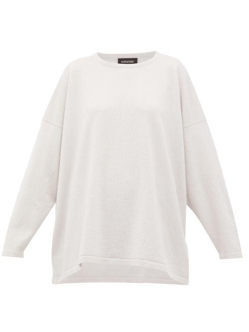 Matchesfashion.com Eskandar - Oversized Bateau-neck Cashmere Sweater - Womens - Light Grey
