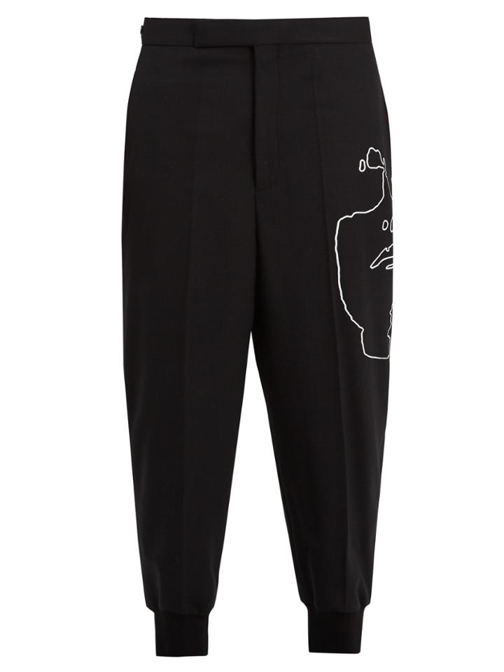 Neil Barrett Susie-print Tapered-leg Stretch-wool Trousers