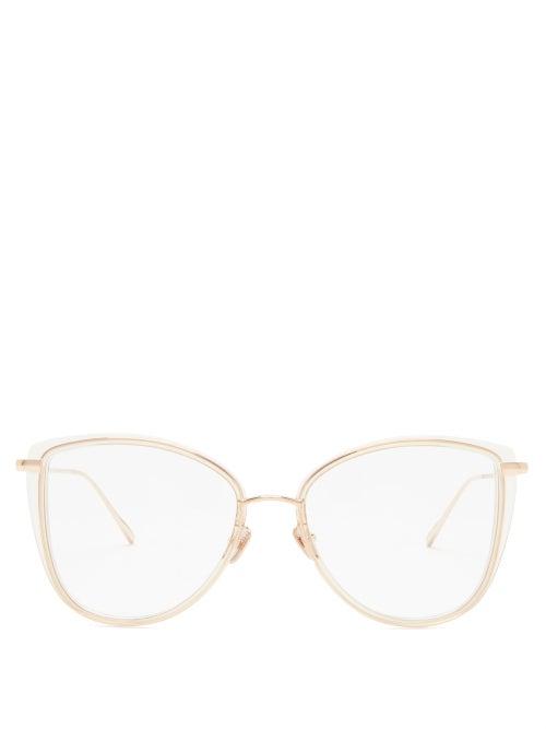 Matchesfashion.com Linda Farrow - Liza Butterfly-frame Acetate Glasses - Womens - Rose Gold