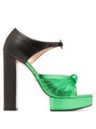 Matchesfashion.com Gucci - Crawford Knotted Metallic Leather Platform Sandals - Womens - Black Green