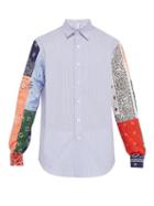 Matchesfashion.com Loewe - Bandana Sleeved Cotton Poplin Shirt - Mens - Multi