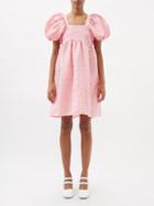 Cecilie Bahnsen - Tilde Backless Puff-sleeve Matelass Mini Dress - Womens - Pink