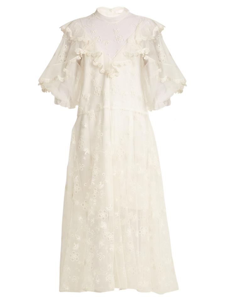 Chloé Ruffled Embroidered-tulle Midi Dress