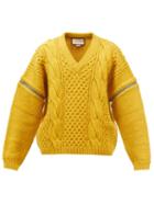 Gucci - Zip-sleeve Cable-knit Wool Sweater - Mens - Yellow