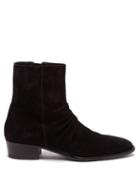 Amiri - Ruched Suede Boots - Mens - Black