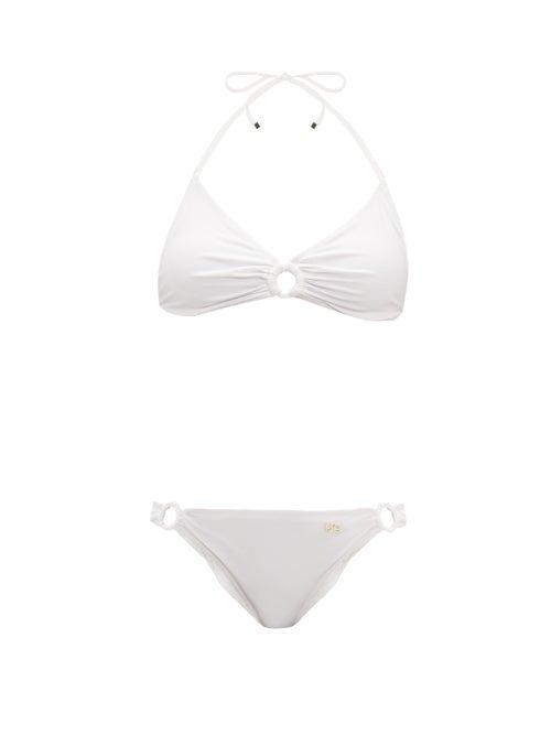 Matchesfashion.com Dolce & Gabbana - Logo Plaque Bikini - Womens - White
