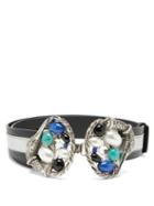 Matchesfashion.com Sonia Petroff - Swan Cabochon-embellished Leather Belt - Womens - Blue Multi