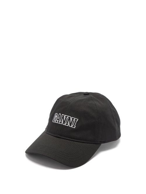 Ganni - Logo-embroidered Organic-cotton Baseball Cap - Womens - Black