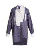 Matchesfashion.com Loewe - Asymmetric Bib Front Cotton Shirt - Womens - Navy White