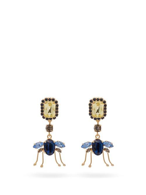 Matchesfashion.com Erdem - Ladybird Crystal Drop Earrings - Womens - Blue