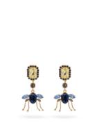 Matchesfashion.com Erdem - Ladybird Crystal Drop Earrings - Womens - Blue