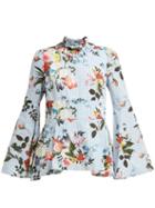 Matchesfashion.com Erdem - Miriam Isabelle Print Cotton Poplin Top - Womens - Blue Print