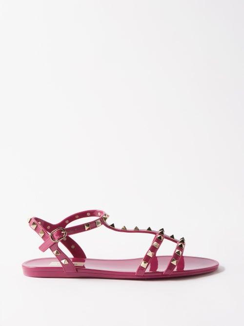 Valentino Garavani - Rockstud Pvc Jelly Sandals - Womens - Pink