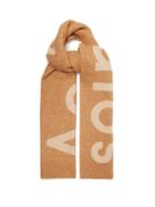 Matchesfashion.com Acne Studios - Toronty Logo Jacquard Wool Blend Scarf - Womens - Camel