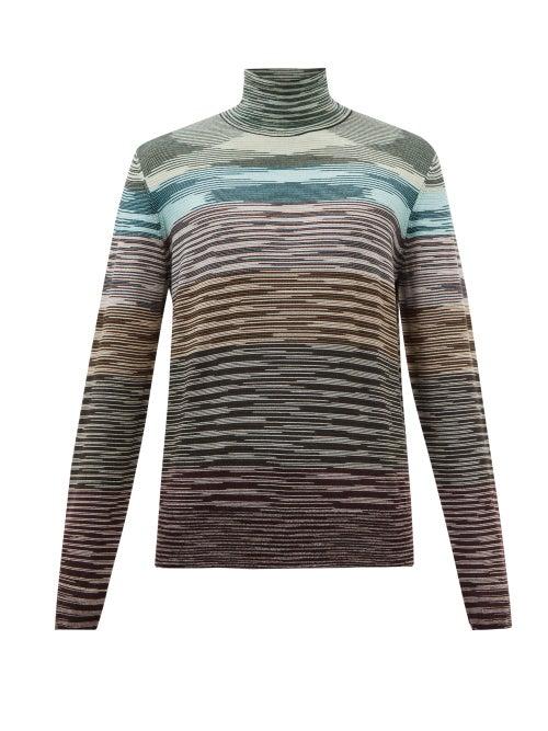 Missoni - High-neck Geometric-stripe Wool Sweater - Mens - Multi