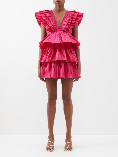 Aje - Rhythmic Frilled Twill Mini Dress - Womens - Pink